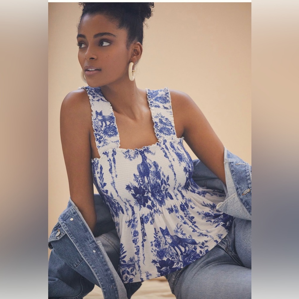 Anthropologie Smocked Summer Top